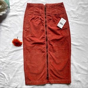 NWT Free People Poppy Red I Want It All Cord Midi
